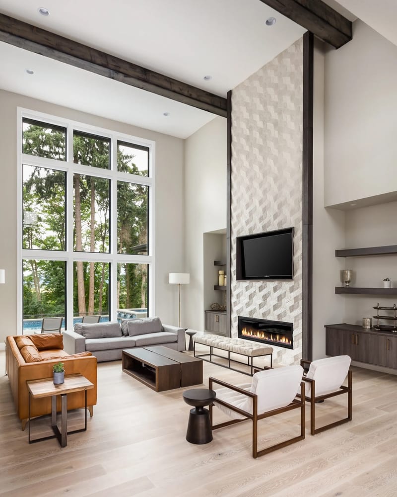 Custom home interior with warm craftsmanship details